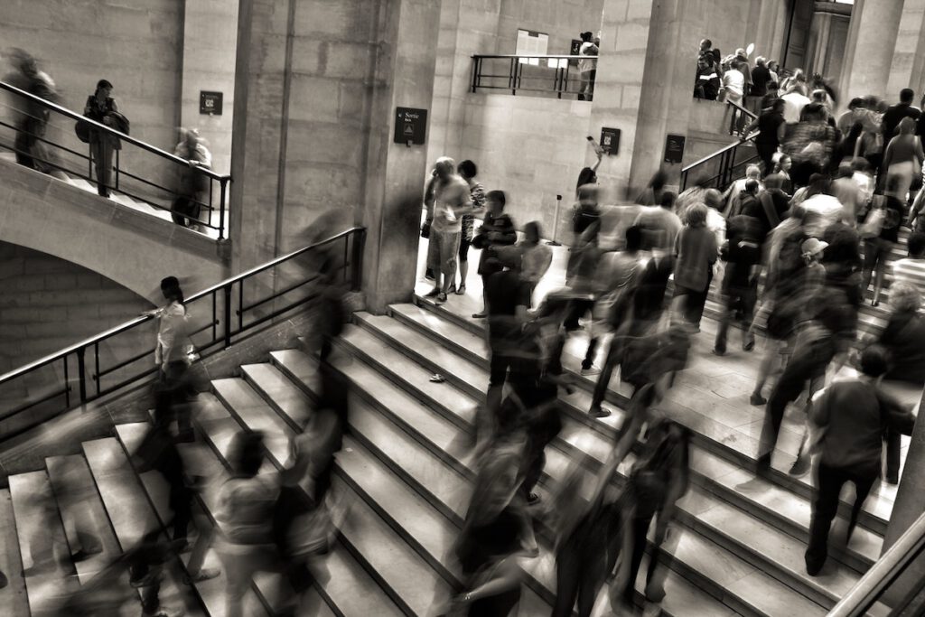 I'm too busy! a bustling train station with lots of people