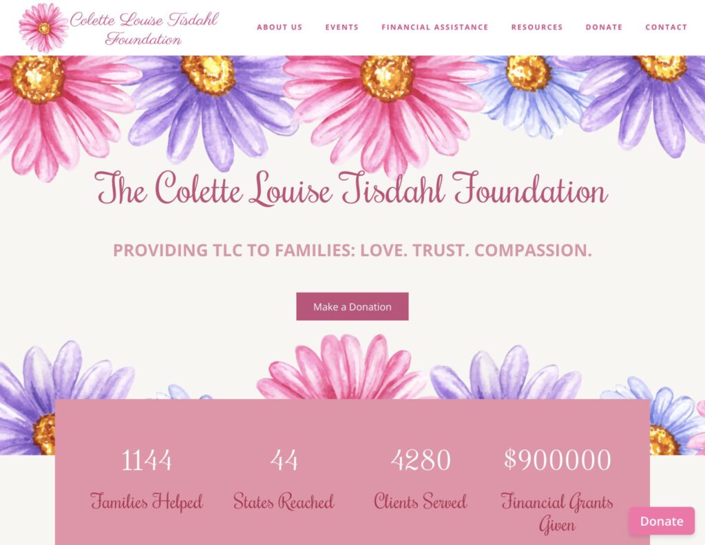 Colette Louise Tisdahl Foundation website