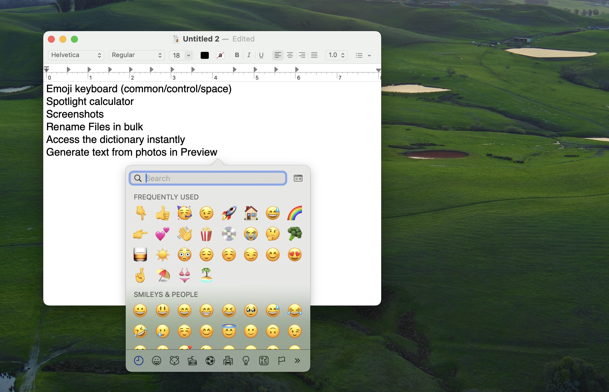 accessing the emoji menu popup