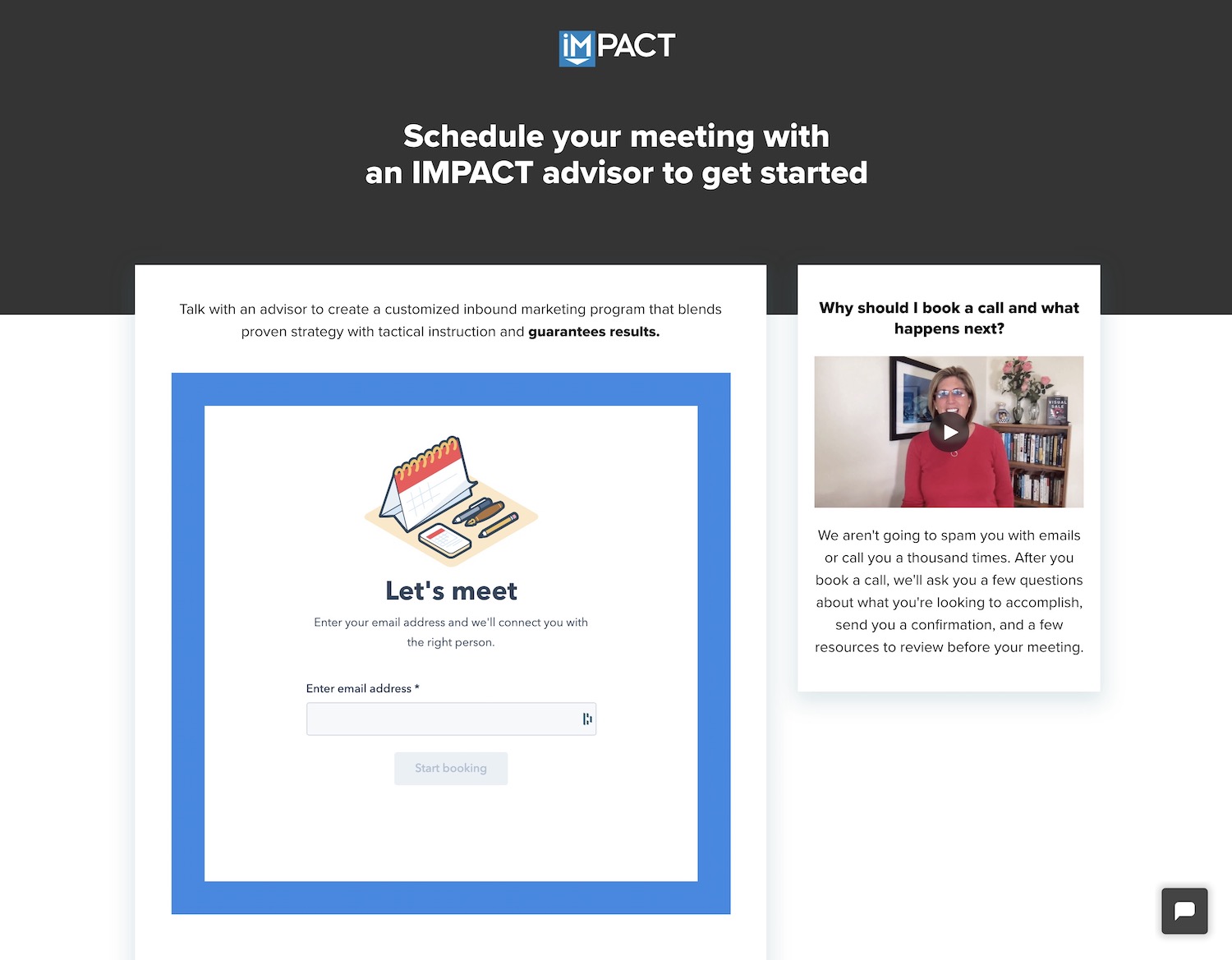 Impact contact page - best examples of contact pages