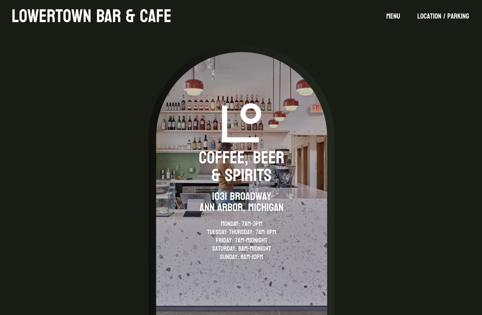 homepage of Lowertown Bar and Cafe website