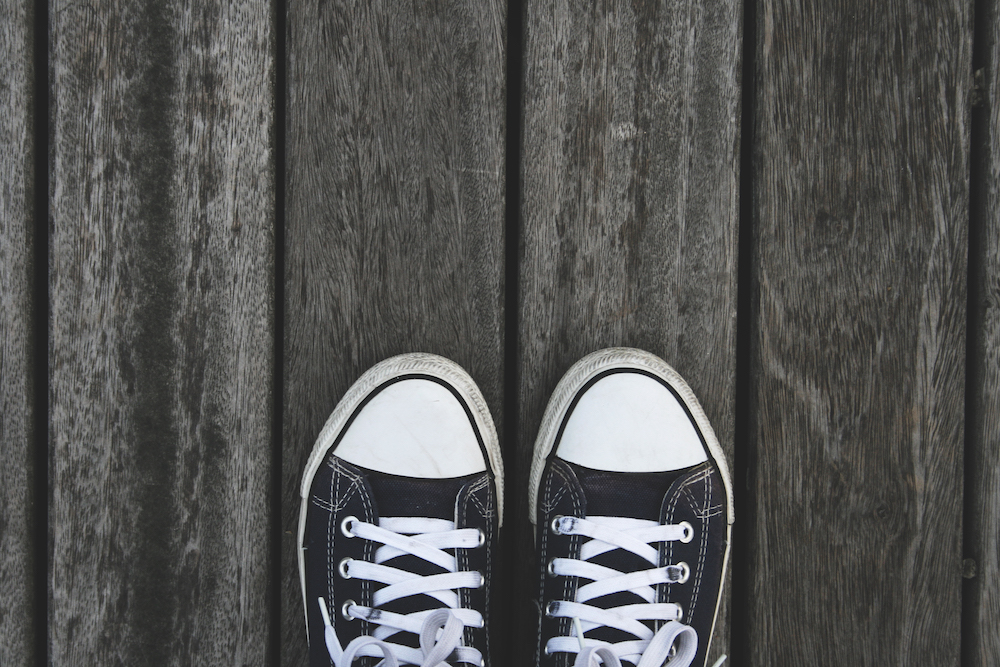 two black converse shoes