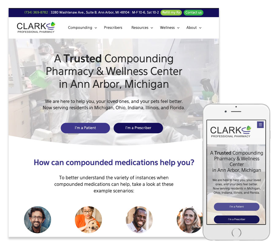 Clark Pharmacy website, a compounding pharmacy in Ann Arbor, MI