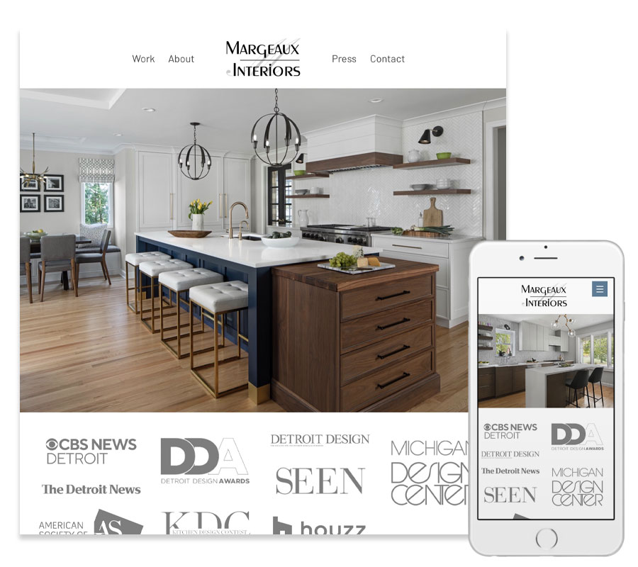 Margeaux Interiors website, Margaret Skinner interior designer in Birmingham, MI