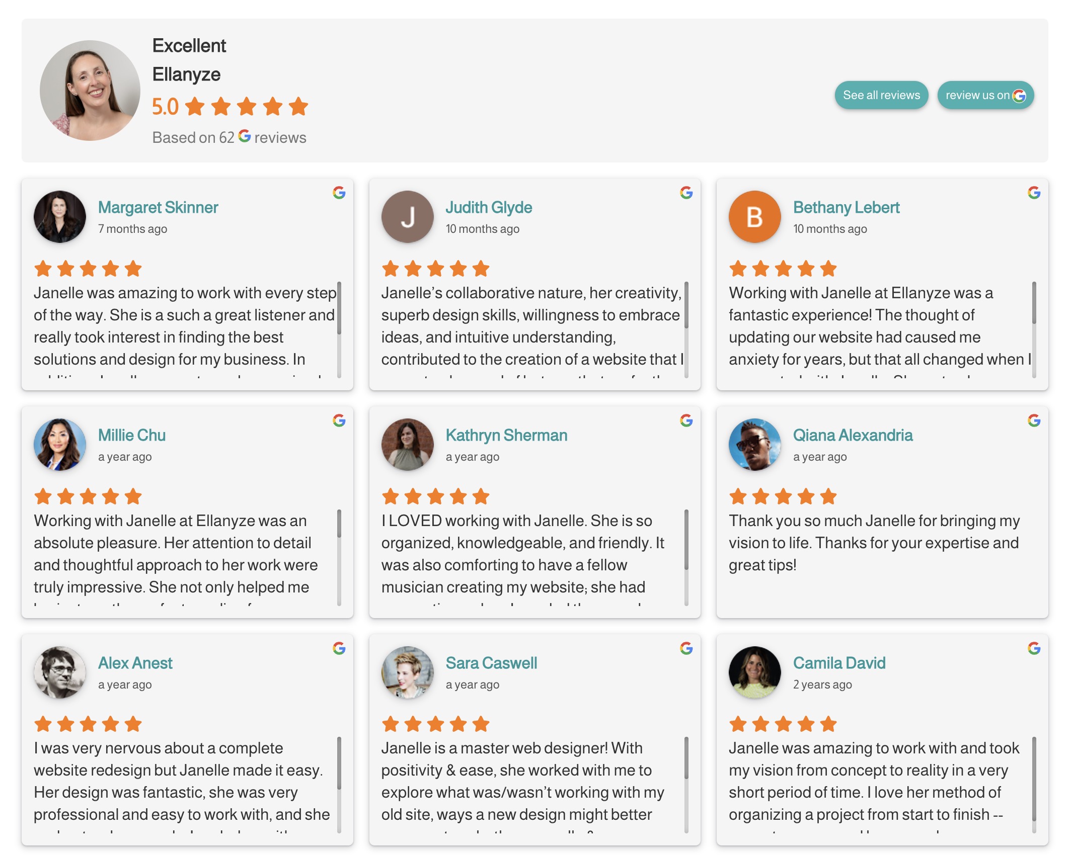 screenshot of the Google reviews plugin