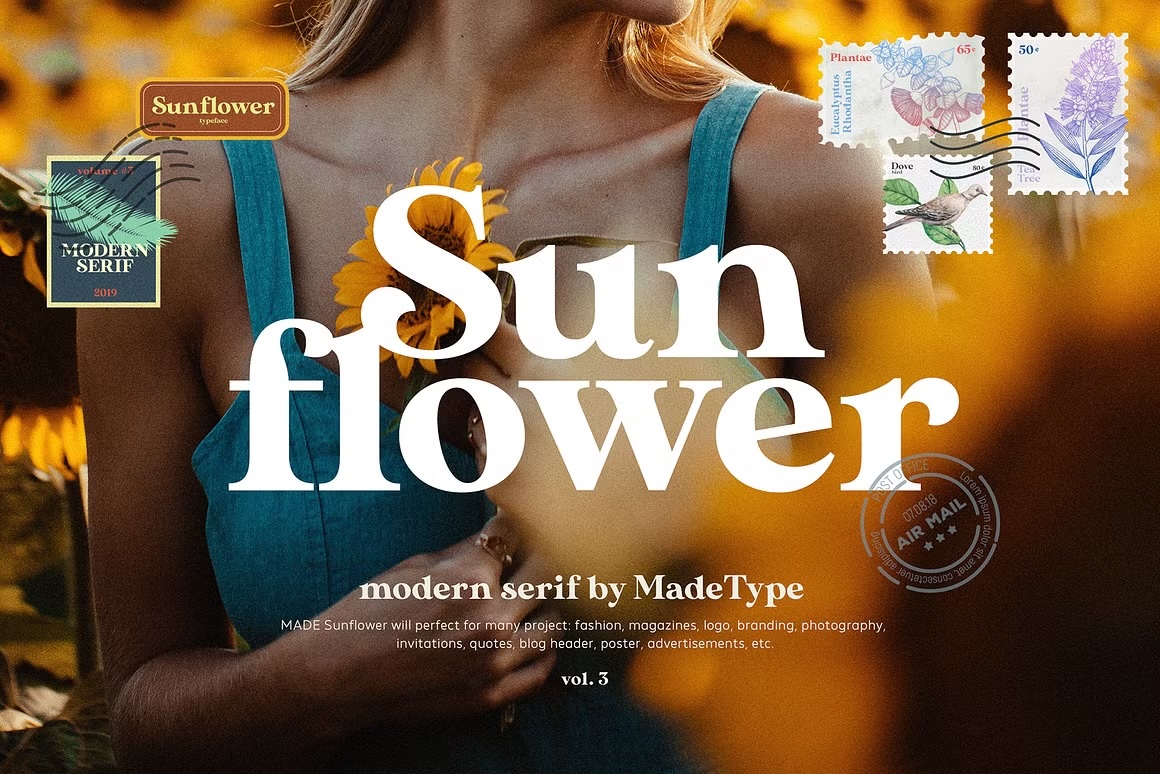 advertisement for Sunflower font