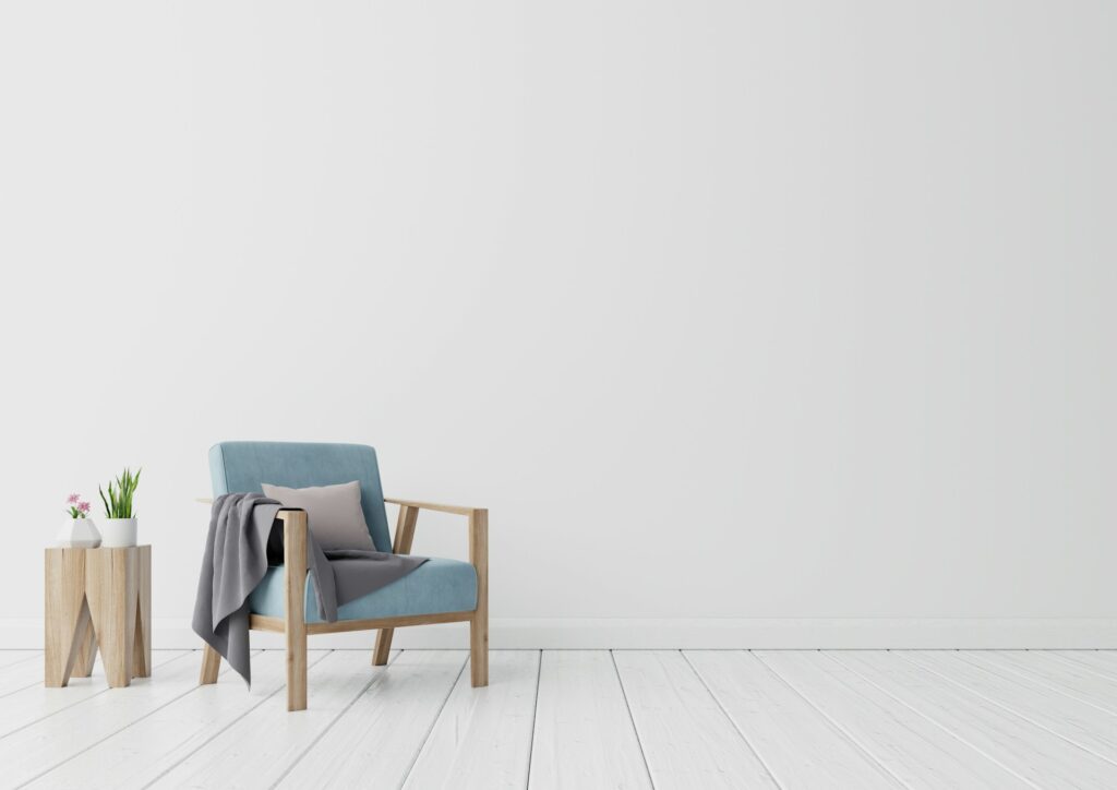 a chair in a white room